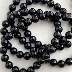 Black Agate 8 mm Smooth Rounds 38 cm Strand
