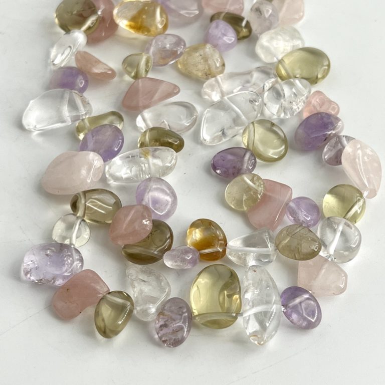 Mixed Quartz Flat Drop Beads Approx 6 x 8 - 10 x 12mm 38cm Strand - Image 2
