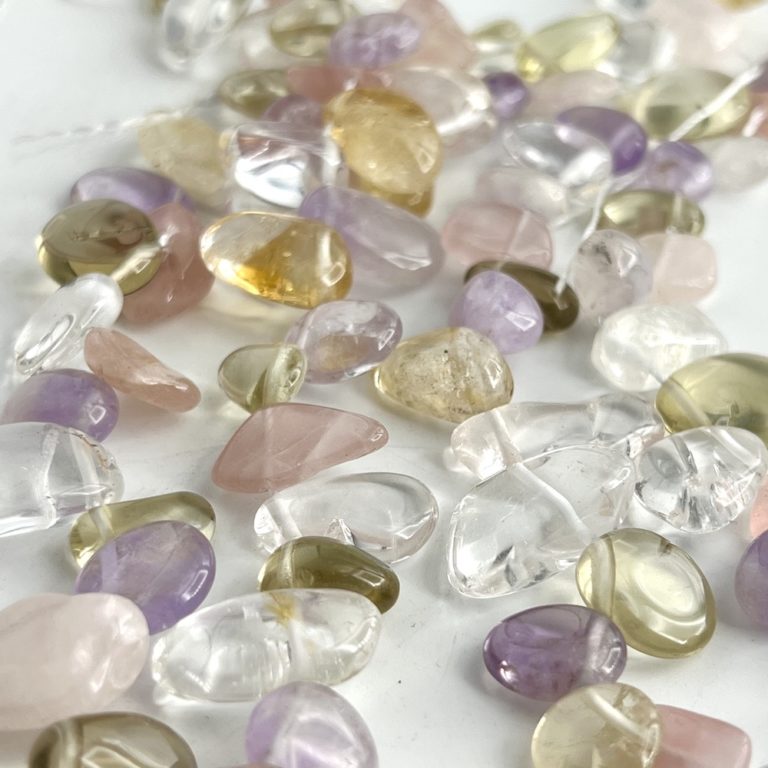 Mixed Quartz Flat Drop Beads Approx 6 x 8 - 10 x 12mm 38cm Strand