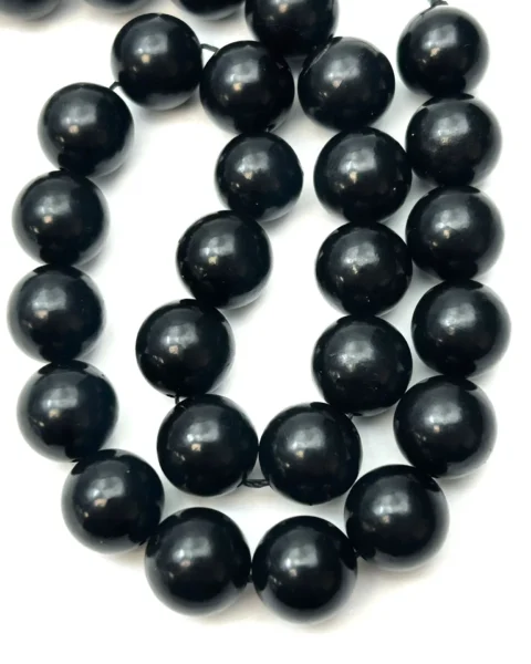 Jet Smooth Round 12mm Beads 38cm Strand