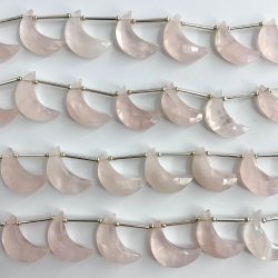 Rose Quartz Faceted Moons Approx 22mm Beads 8 Piece Strand
