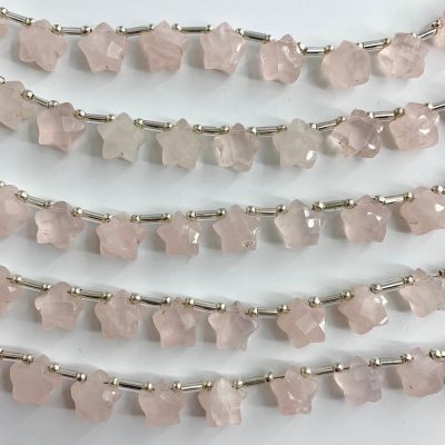 Rose Quartz Faceted Stars Approx 10mm Beads 12 Piece Strand
