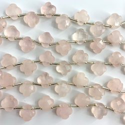 Rose Quartz Faceted Four Leaf Clover Approx 10mm Beads 12 Piece Strand