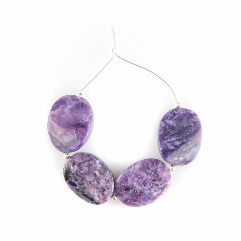 Charoite Twisted Oval Beads 4 Pieces 20x15mm