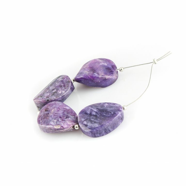 Charoite Twisted Oval Beads 4 Pieces 20x15mm - Image 5