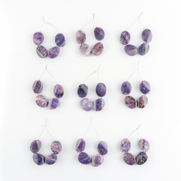 Charoite Twisted Oval Beads 4 Pieces 20x15mm - Image 7