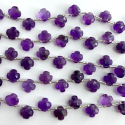 Amethyst Faceted 4 Petal Flowers Approx 10mm 12 Pieces