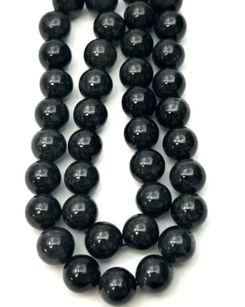 Black Jadeite 10mm Smooth Round Beads 38cm Strand