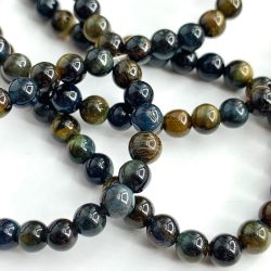 Blue & Yellow Tigers Eye Smooth Rounds Approx 4mm Beads 36cm Strand