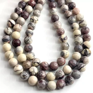 8mm Porcelain Jasper Beads - Smooth Round Gemstone Strand (38cm)