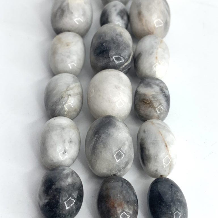 Mexican Zebra Jasper Olive Shape Beads 20cm Strand - Image 2