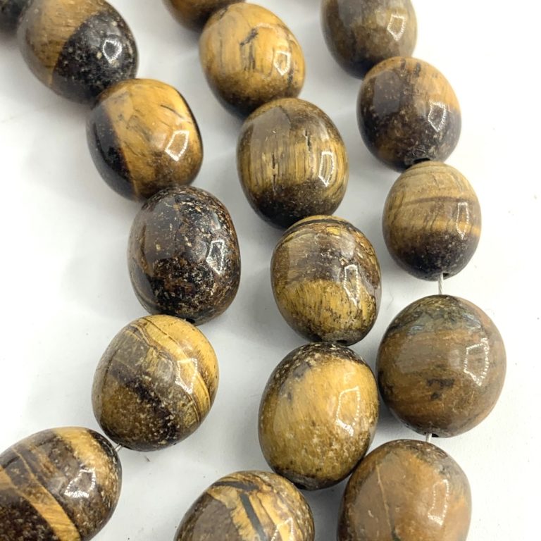 Tigers Eye Olive Shape Beads Approx 10 x 12mm 20cm Strand - Image 2