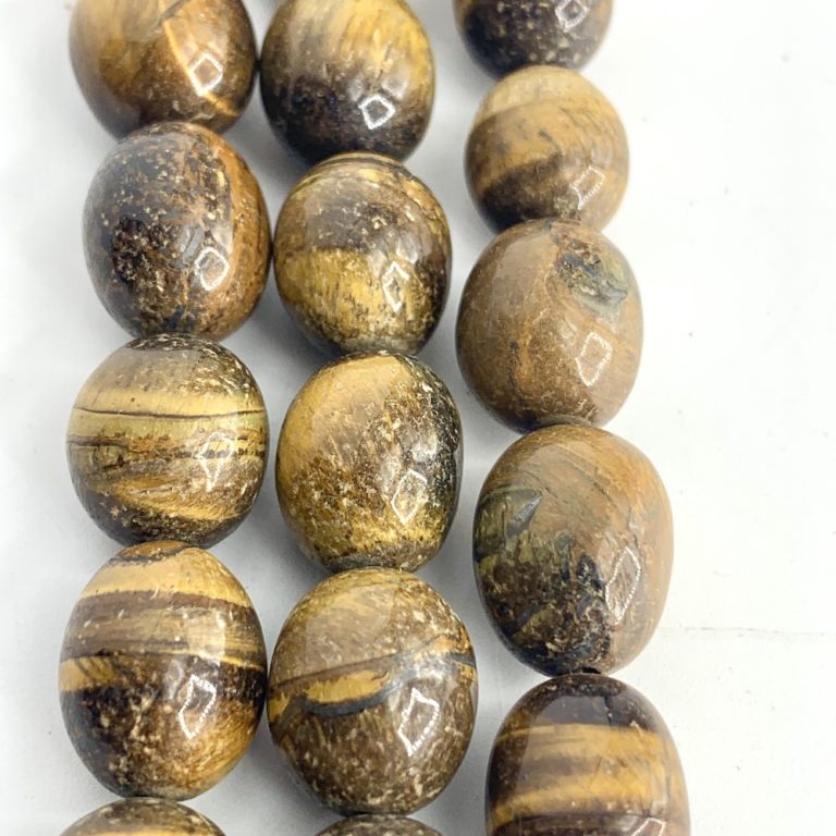 Tigers Eye Olive Shape Beads Approx 10 x 12mm 20cm Strand - Image 3