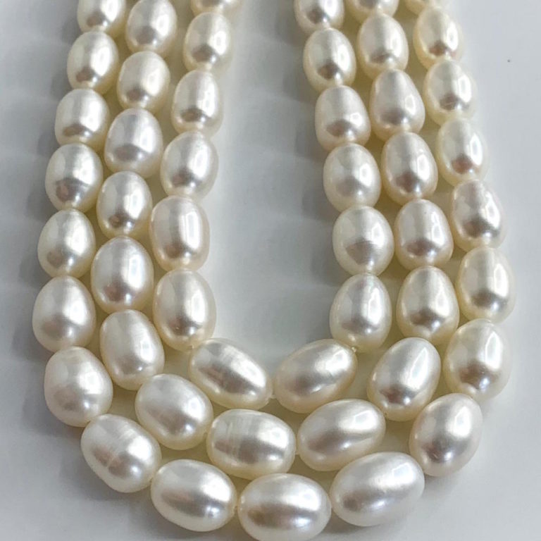 Freshwater Cultured White Rice Pearls 8mm 38cm String