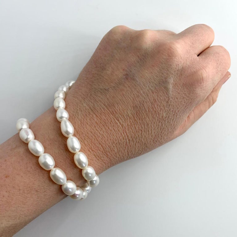 Freshwater Cultured White Rice Pearls 8mm 38cm String - Image 2
