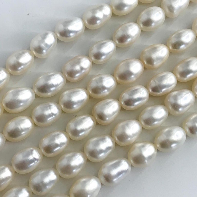 Freshwater Cultured White Rice Pearls 8mm 38cm String - Image 3