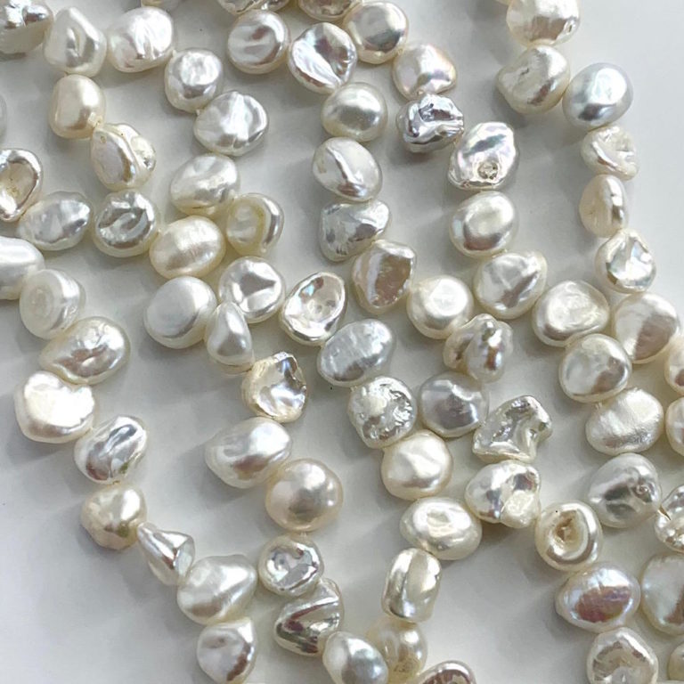 Freshwater Cultured White Keshi Style Pearls 7-8mm 38cm String - Image 3