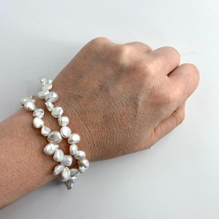 Freshwater Cultured White Keshi Style Pearls 7-8mm 38cm String - Image 2