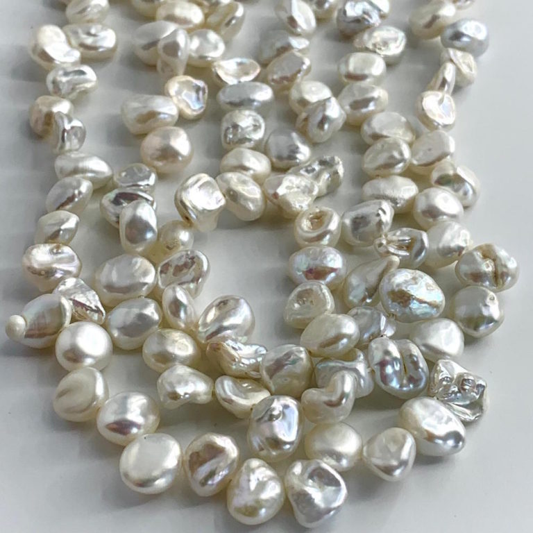 Freshwater Cultured White Keshi Style Pearls 7-8mm 38cm String