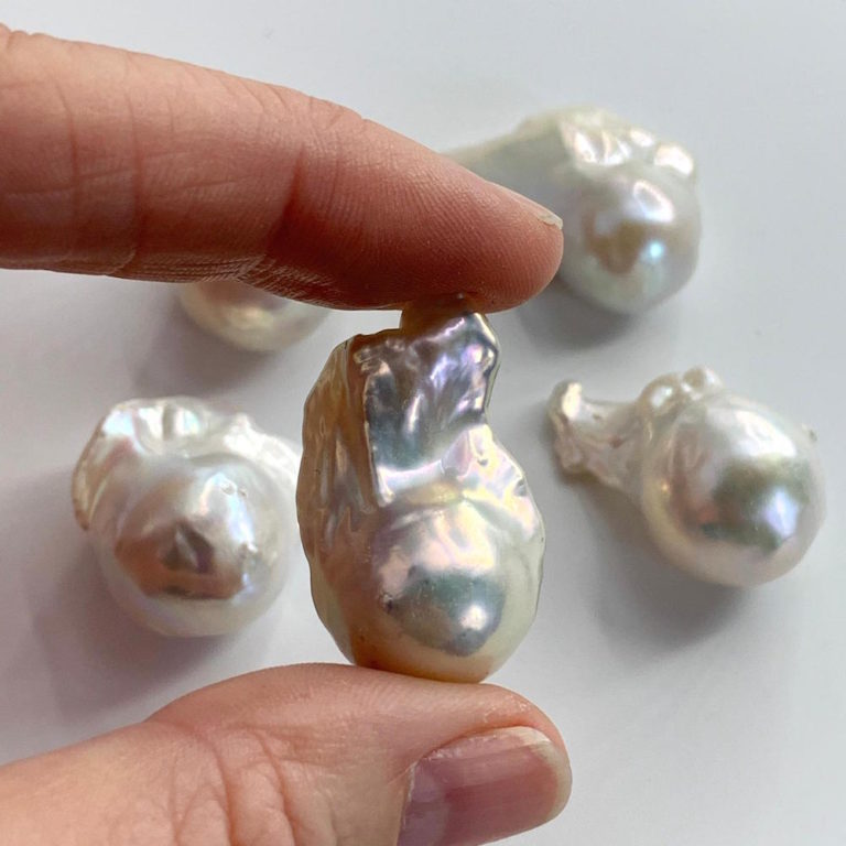 Freshwater Cultured White Baroque Pearl 30mm Half Drilled 1pc