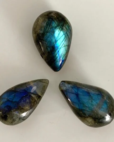 Labradorite Tear Drop Approx 3.5x2cm 2mm Drill Hole