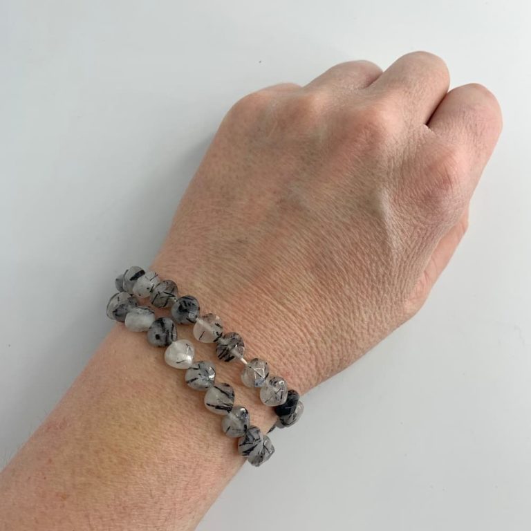 Black Rutilated Quartz Faceted Fat Drops 8mm 38cm Strand - Image 5