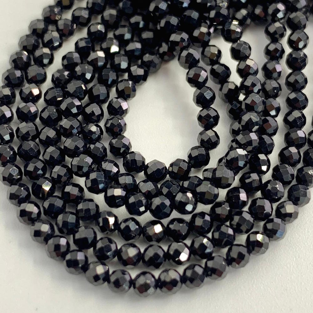 Black Spinel Faceted Rounds 2mm 38cm Strand • Chalmers Gems