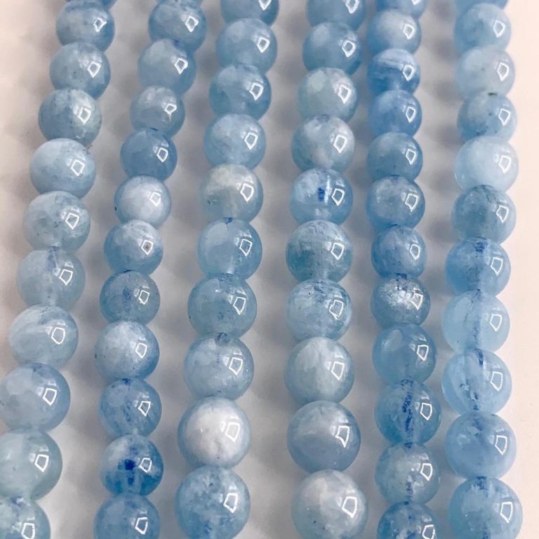 Aquamarine Smooth Rounds Approx 6mm Beads 38cm Strand - Image 2