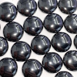HEMATITE 15MM ROUND DINKY CABOCHONS 2PCS PER PACK