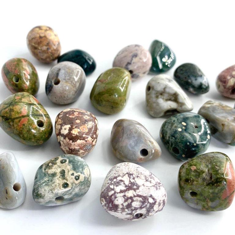 Mixed Gemstones Drilled Tumbles x 4 25x18mm 3mm DH - Image 3