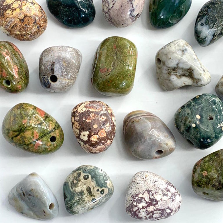 Mixed Gemstones Drilled Tumbles x 4 25x18mm 3mm DH - Image 2
