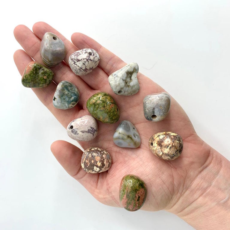 Mixed Gemstones Drilled Tumbles x 4 25x18mm 3mm DH - Image 4