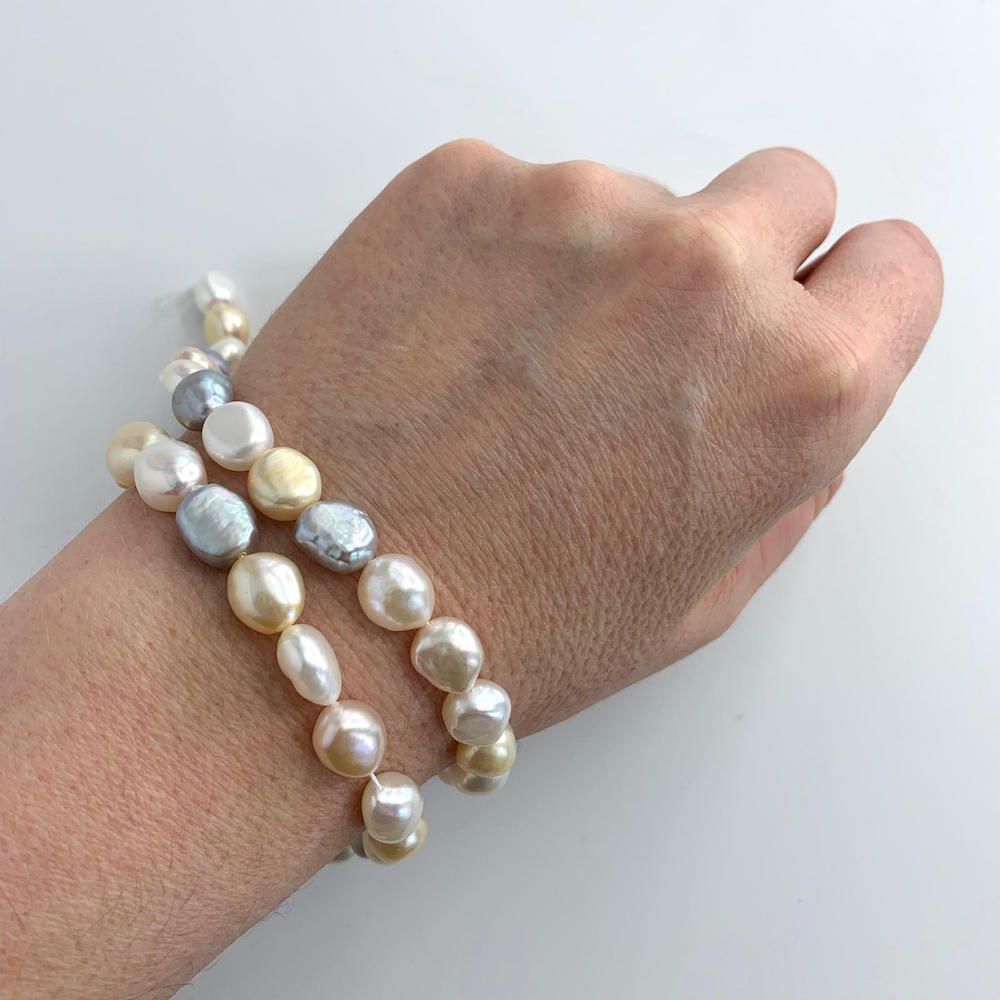Fresh Water Cultured Mixed Pastel Colour Golden Baroque Pearls 9-10mm 38cm String - Image 3