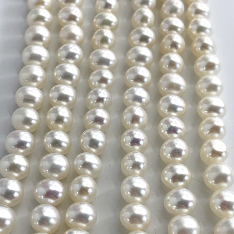 Freshwater Cultured White Near Round Pearls 5-6mm 38cm String - Image 4