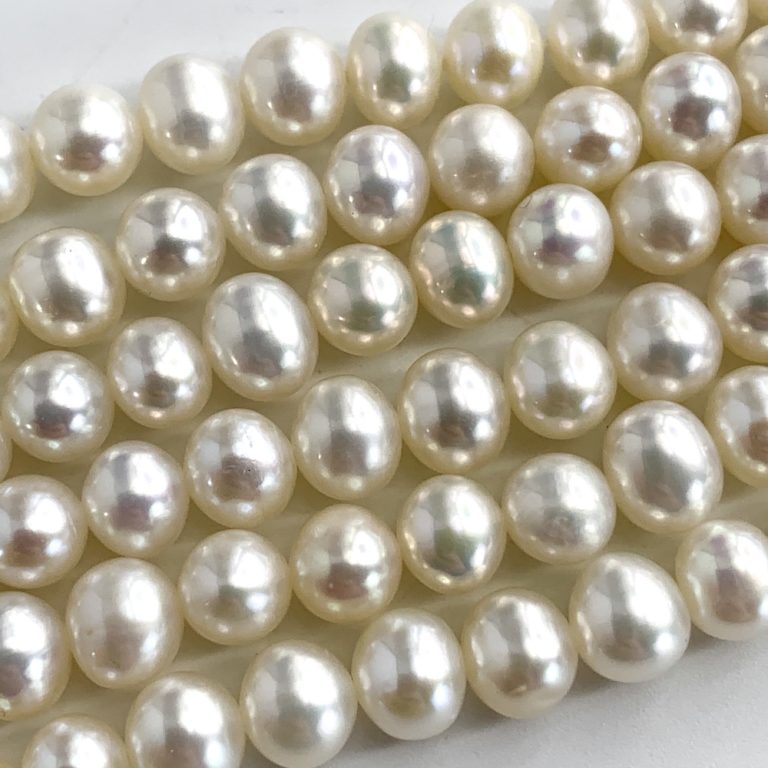 Freshwater Cultured White Near Round Pearls 5-6mm 38cm String - Image 2