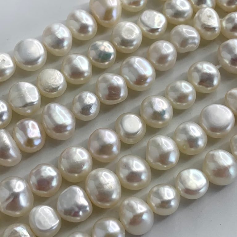 Freshwater Cultured White Baroque Pearls 8mm 38cm String - Image 3