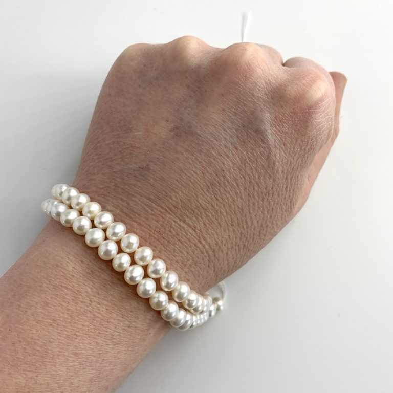Freshwater Cultured White Near Round Pearls 5-6mm 38cm String - Image 3