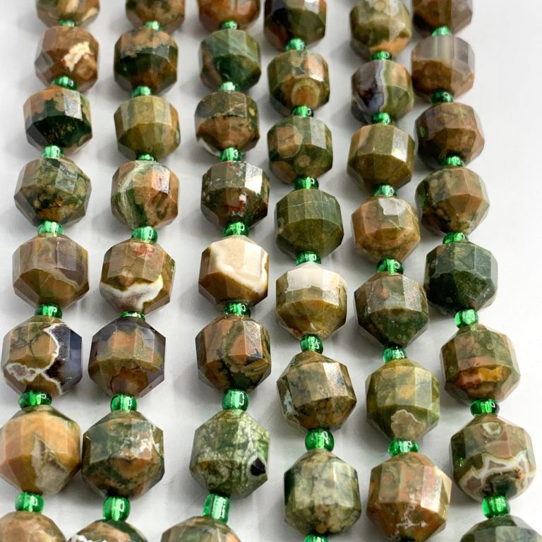 Rhyolite Faceted Satellite Beads 9-10mm 38cm Strand - Image 3