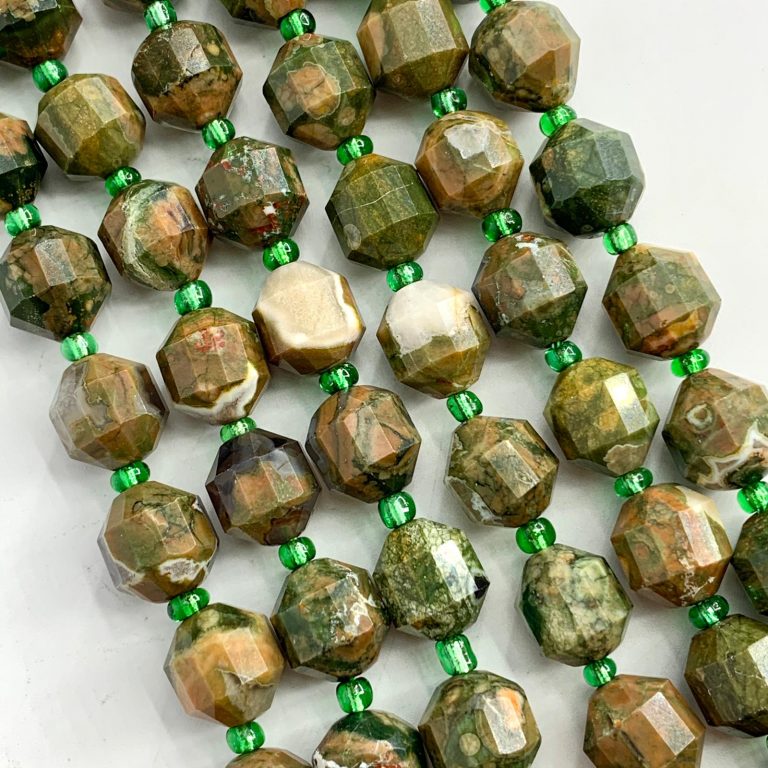 Rhyolite Faceted Satellite Beads 9-10mm 38cm Strand