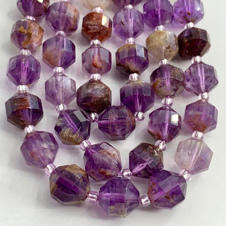 Phantom Quartz Faceted Satellite Beads 9-10mm 38cm Strand - Image 3