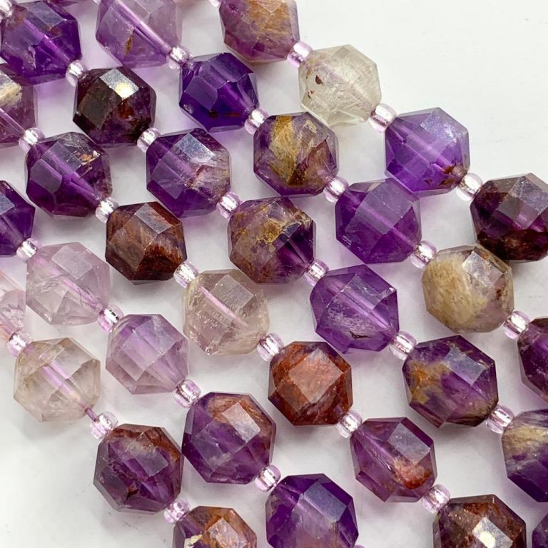 Phantom Quartz Faceted Satellite Beads 9-10mm 38cm Strand