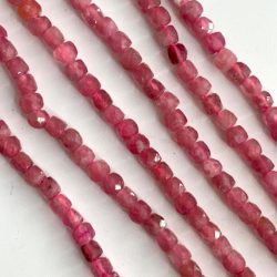 Pink Tourmaline 2.5mm Faceted Cubes 38cm Strand