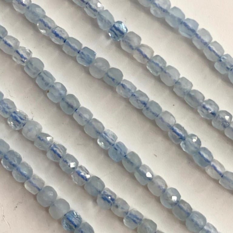 Aquamarine 2.5mm Faceted Cubes 38cm Strand