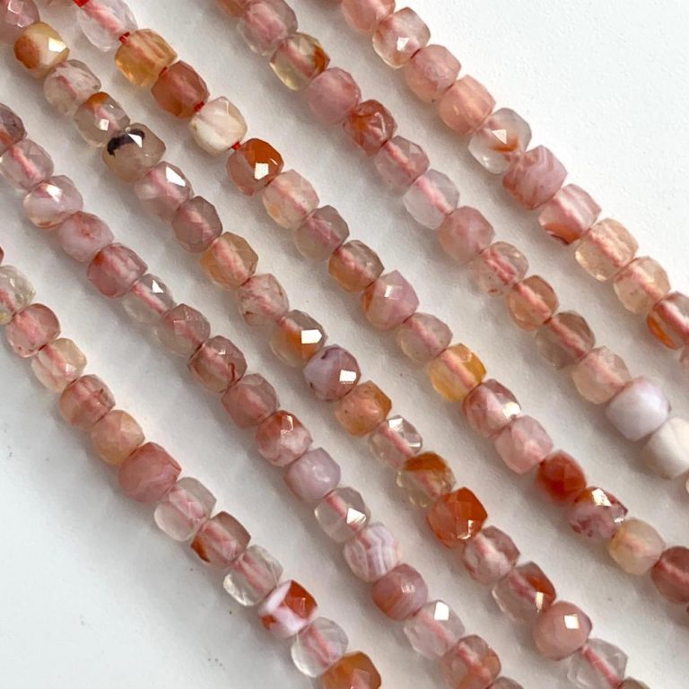 Botswana Agate Orange 2.5mm Faceted Cubes 38cm Strand