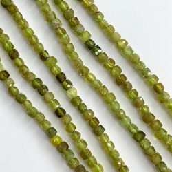 Peridot 2.5mm Faceted Cubes 38cm Strand
