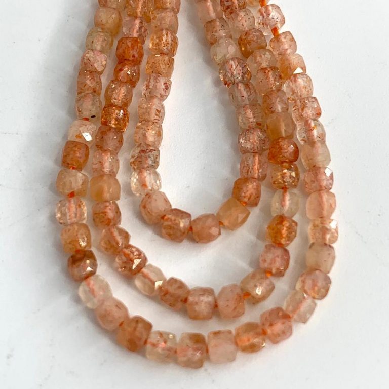Sunstone 2.5mm Faceted Cubes 38cm Strand - Image 4