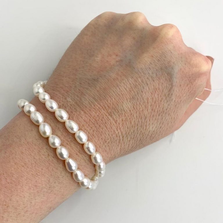 Freshwater Cultured White Rice Pearls 5-6mm 38cm String - Image 4
