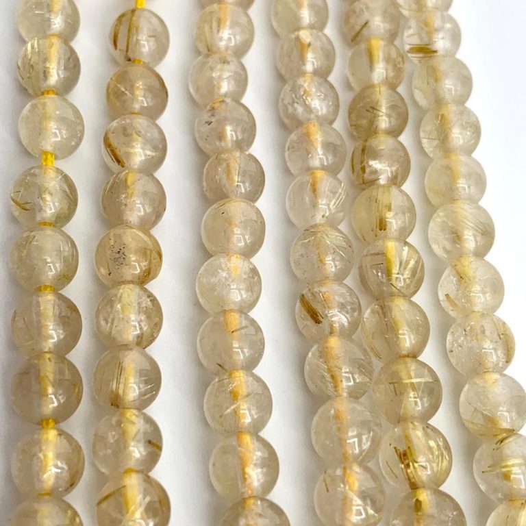 Golden Rutile Quartz Smooth Rounds Approx 5 - 6mm Beads 38cm Strand - Image 4