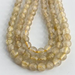 Golden Rutile Quartz Smooth Rounds Approx 5 - 6mm Beads 38cm Strand