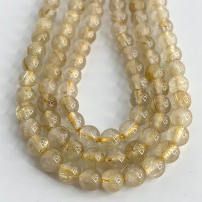 Golden Rutile Quartz Smooth Rounds Approx 5 - 6mm Beads 38cm Strand